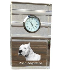 Artdog Dogo Argentino - steklena ura s fotografijo, fotografija psa v kristalu, personalizirana stoječa pisarniška ura znamke Art-Dog