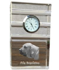 Artdog Fila Brasileiro - steklena ura s fotografijo, fotografija psa v kristalu, personalizirana stoječa pisarniška ura znamke Art-Dog