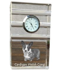 Artdog Cardigan Welsh Corgi I - steklena ura s fotografijo, fotografija psa v kristalu, personalizirana stoječa pisarniška ura znamke Art-Dog