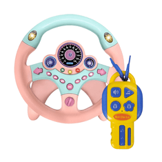 JOJOY® Volan za otroke, Volan z zvokom in lučmi, Igrače za potovanje (Roza) + Dodatek za WHEELPLAY | WHEELPINKKEY