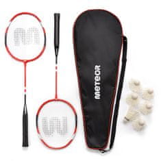 Sport Set za badminton Meteor 2 aluminijasta loparja 6 loparjev rdeča