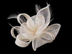 Fascinator / broška cvet s perjem - rustikalna svetloba