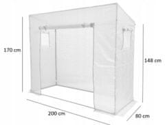 WOWO Zelenjavni tunelski rastlinjak 200 x 77 x 168/146 cm - rastlinjak iz bele folije za paradižnik, zaščita rastlin pred vremenskimi vplivi