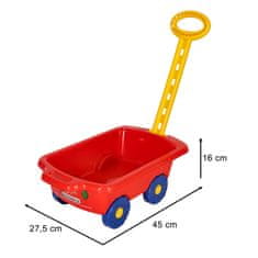 WOWO Otroški voziček rdeče barve z ročajem - idealen za igro in aktivnosti na prostem