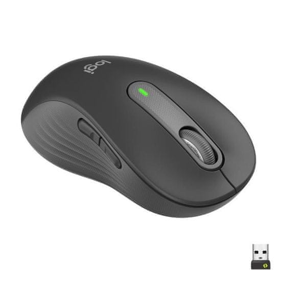 shumee Brezžična miška Logitech Signature M650 L - leva - za velike roke, tiha, Bluetooth, programabilni gumbi - grafit