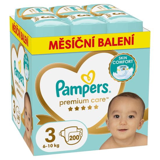 Pampers Premium Care plenice za enkratno uporabo velikosti 3 (200 kosov) 6-10 kg - mesečni paket