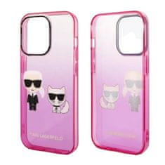 Karl Lagerfeld Ovitek Karl Lagerfeld "Karl & Choupette - pink gradient" za iPhone 14 Pro (KLHCP14LTGKCP)