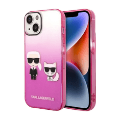 Karl Lagerfeld Ovitek Karl Lagerfeld "Karl & Choupette - pink gradient" za iPhone 14 (KLHCP14STGKCP)