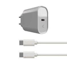 Miramarket Stenski Polnilec + USB C Kabel KSIX Bela 20W