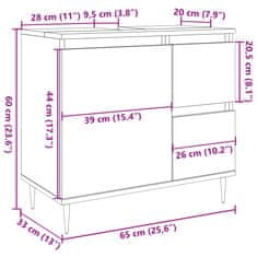 Vidaxl Kopalniška omarica artisian hrast 65x33x60 cm inženirski les