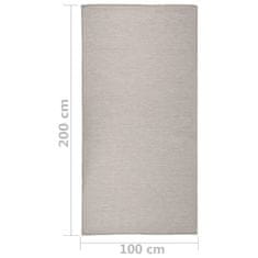 Vidaxl Zunanja preproga ploščato tkanje 100x200 cm taupe