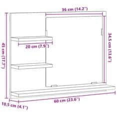 Vidaxl Kopalniška omarica z ogledalom artisan hrast 60x10,5x45 cm