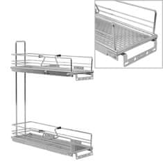 Vidaxl Izvlečna kuhinjska košara 2-nadstropna srebrna 47x15x54,5 cm