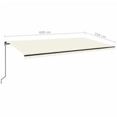 Vidaxl Ročno zložljiva tenda z LED lučmi 600x350 cm krem