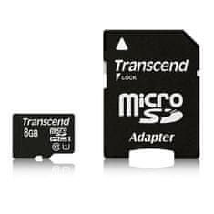 Miramarket Transcend Memory MicroSDHC - 8 GB UHS-1 U1 45MB/s pomnilniška kartica z adapterjem