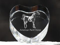 Artdog American Paint Horse - fotografija konja v kristalu, kristalno srce, edinstven okvir s fotografijo iz blagovne znamke Art-Dog