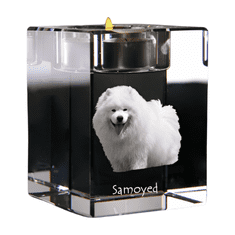 Artdog Samoyed, Bjelkier, Samoiedskaya Sobaka - Candle holder with dog photo, crystal tealight holder, personalised gift by Art-Dog brand