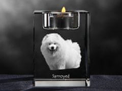 Artdog Samoyed, Bjelkier, Samoiedskaya Sobaka - Candle holder with dog photo, crystal tealight holder, personalised gift by Art-Dog brand