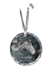 Artdog Australian Stock Horse - kristalni bombon s fotografijo, fotografija konja v kristalu, personaliziran okrasek za božično drevo blagovne znamke Art-Dog