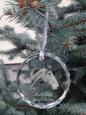 Artdog Australian Stock Horse - kristalni bombon s fotografijo, fotografija konja v kristalu, personaliziran okrasek za božično drevo blagovne znamke Art-Dog