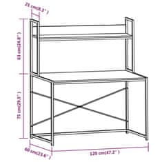 Vidaxl Računalniška miza črna in hrast 120x60x138 cm