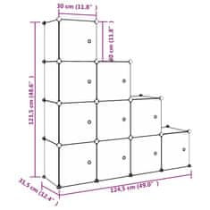 Vidaxl Kockasta omarica za otroke z 10 kockami bela PP
