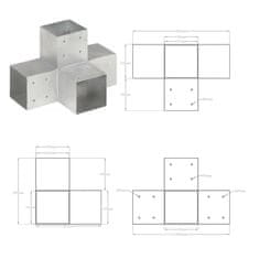 Vidaxl Spojniki za stebre 4 kosi X oblike pocinkana kovina 101x101 mm