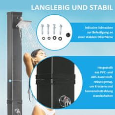 OUTSUNNY Solarni Tuš 40L, Zunanji Tuš, Bazenski Tuš Z Nožno Prho In Deževno Prho, Temperatura Vode Do 60°C, Vključno Z Montažnim Materialom, Črna 