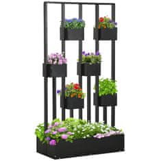 OUTSUNNY Flower Box, Dvignjena Postelja, Rastlinska Škatla Z Rešetko, Modularna Zasnova, Stenska Zelenjavna Postelja Za Teraso, Masivni Les, Črna, 90 X 45 X 170 Cm 