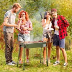 OUTSUNNY Žar Za Kampiranje Charcoal Grill Z Rešetko Za Žar, Sponko Za Rešetko Za Žar, Stranskimi Košarami, Nerjaveče Jeklo + Pocinkana Kovina, Temno Zelena 