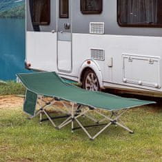 OUTSUNNY Camp Bed Z Vrečko Za Shranjevanje, Zložljiva Postelja Za Kampiranje, Ležalnik Za Kampiranje, Vključuje Torbo Za Prenašanje, Steel Oxford, Zelena, 190 X 68 X 52 Cm 