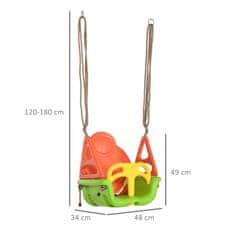 OUTSUNNY Zunanja Nastavljiva Vrv Baby Swing, 120-180 Cm, Otroška Gugalnica Od 9 Mesecev, Do 70 Kg, Zelena 