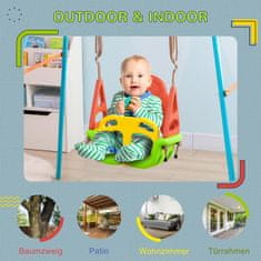 OUTSUNNY Zunanja Nastavljiva Vrv Baby Swing, 120-180 Cm, Otroška Gugalnica Od 9 Mesecev, Do 70 Kg, Zelena 