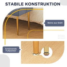 HOMCOM Klop V Žametnem Videzu, Oblazinjena Klop, Posteljna Klop Za Dnevno Sobo, Nosilnost Do 200 Kg, Jeklo, Svetlo Siva, 115 X 46 X 49 Cm 