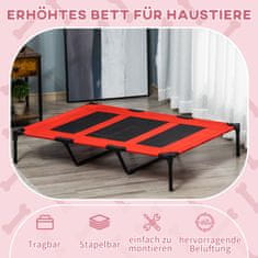 PAWHUT Dog Bed Elevated Pet Bed Dog Lounger Spalno Mesto Za Velike Pse Metal Oxford Red 