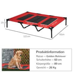 PAWHUT Dog Bed Elevated Pet Bed Dog Lounger Spalno Mesto Za Velike Pse Metal Oxford Red 