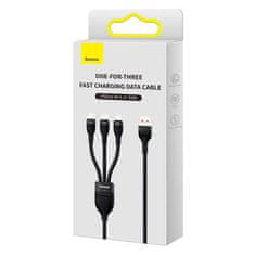 BASEUS Kabel USB 3v1 Baseus Flash II Series, USB-C + micro USB + Lightning, 66 W, 1,2 m (črn)