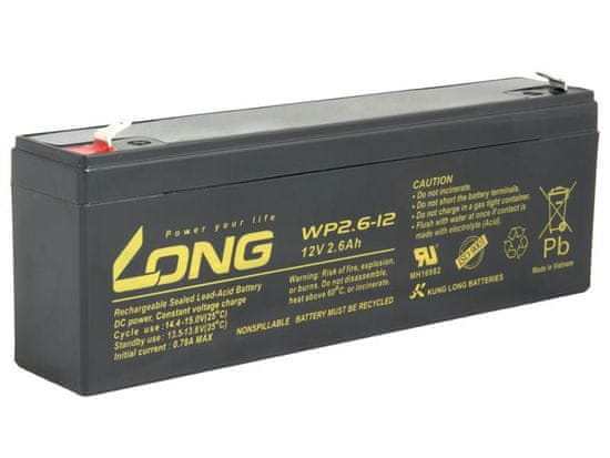 Long DOLGA baterija 12V 2,6Ah F1 (WP2.6-12)