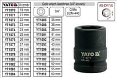 YATO Šesterokotnik Gola oreh 3/4&quot; kovan 52mm