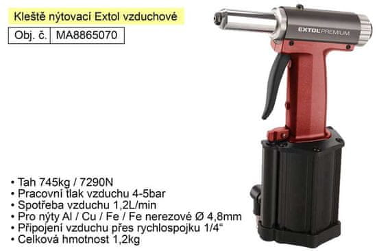 Extol Premium Klešče za kovičenje Extol Premium air pull 745kg (8865070)