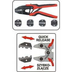 YATO Klešče za stiskanje konektorjev in sponk s petimi zamenljivimi glavami