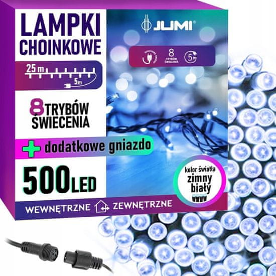 Jumi Svetlobne verige za božično drevo 500 LED hladno bela