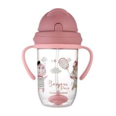 Canpol babies Skodelica s slamico in utežjo, ki se ne razliva, 270 ml Bonjour Paris roza, 6m+