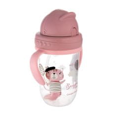 Canpol babies Skodelica s slamico in utežjo, ki se ne razliva, 270 ml Bonjour Paris roza, 6m+