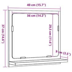 Vidaxl Kopalniška omarica z ogledalom betonsko siva 40x11x37 cm les