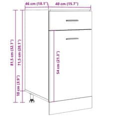 Vidaxl Spodnja omarica s predalom artisan hrast 40x46x81,5 cm inž. les