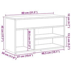 Vidaxl Klop za čevlje artisan hrast 80x30x45 cm inženirski les