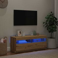 Vidaxl TV omarica z LED artisan hrast 100x35x40 cm inženirski les