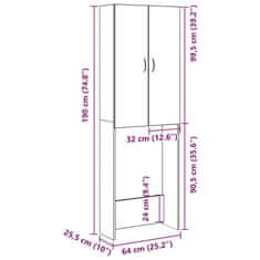 Vidaxl Omara za pralni stroj artisan hrast 64x25,5x190 cm