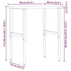 Vidaxl Delovna miza 80x60x(71,5-98) cm trdna hrastovina